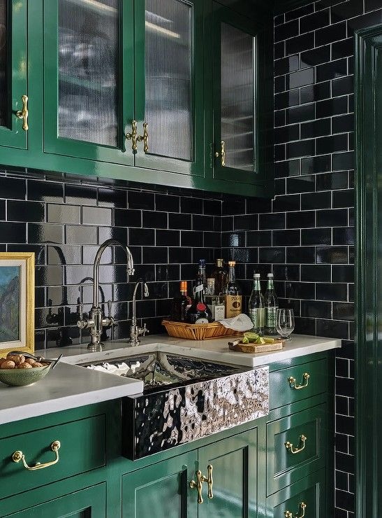 green-kitchen-cabinets